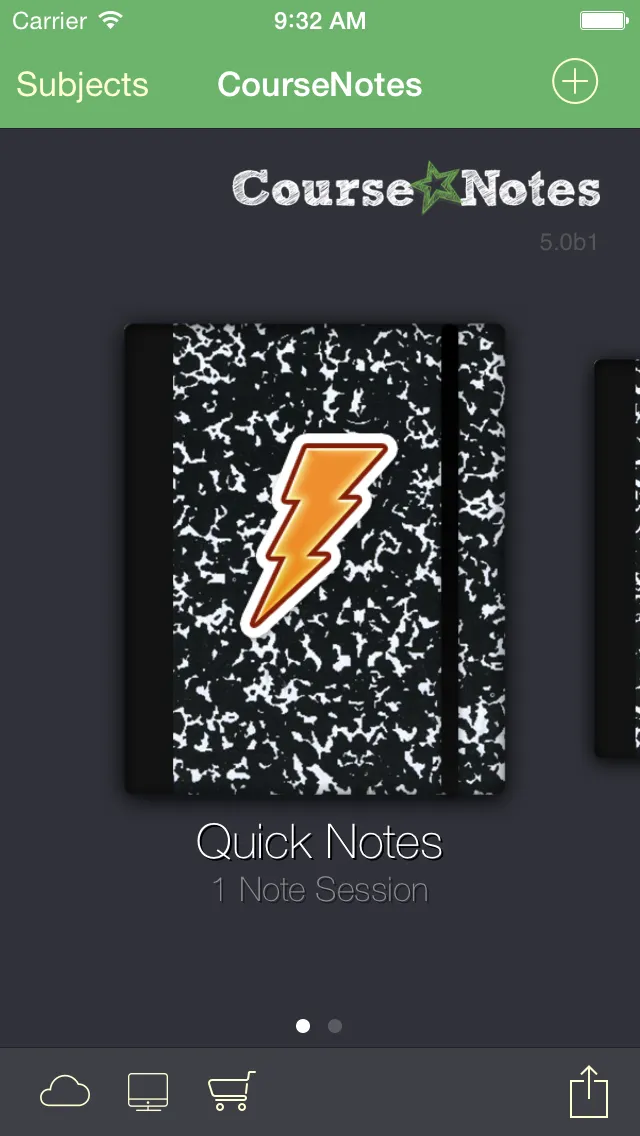 CourseNotes 5.0 on iPhone, showing the Quick Notes notebook