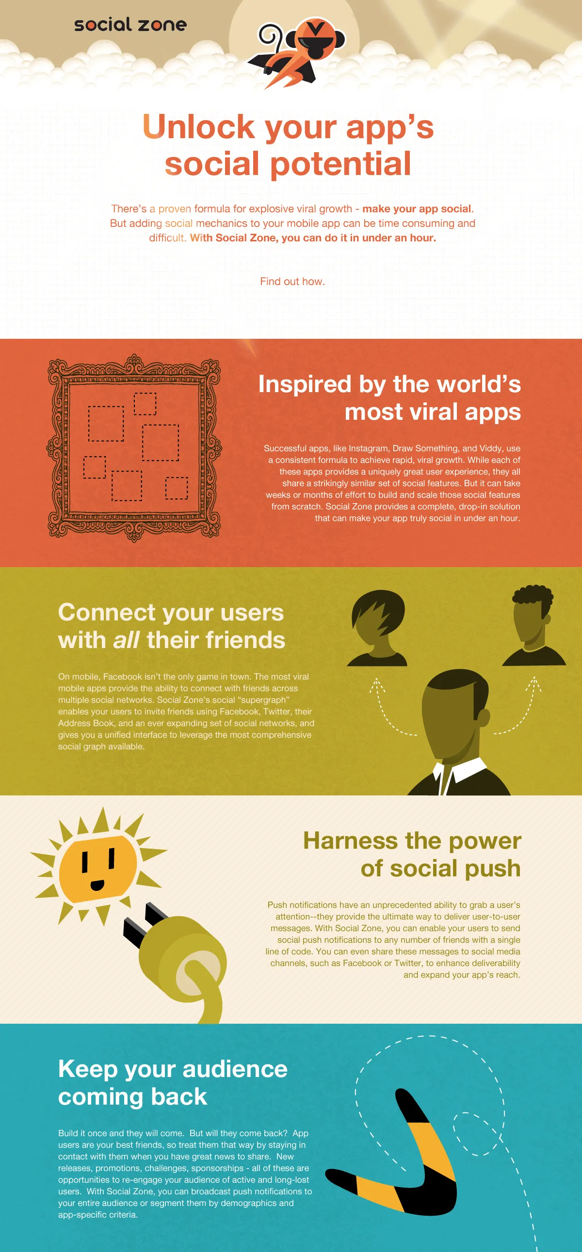 Social Zone landing page: “Unlock your app’s social potential”